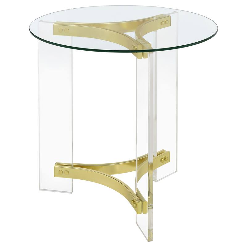 Janessa Round Glass Top Acrylic Leg End Table Clear
