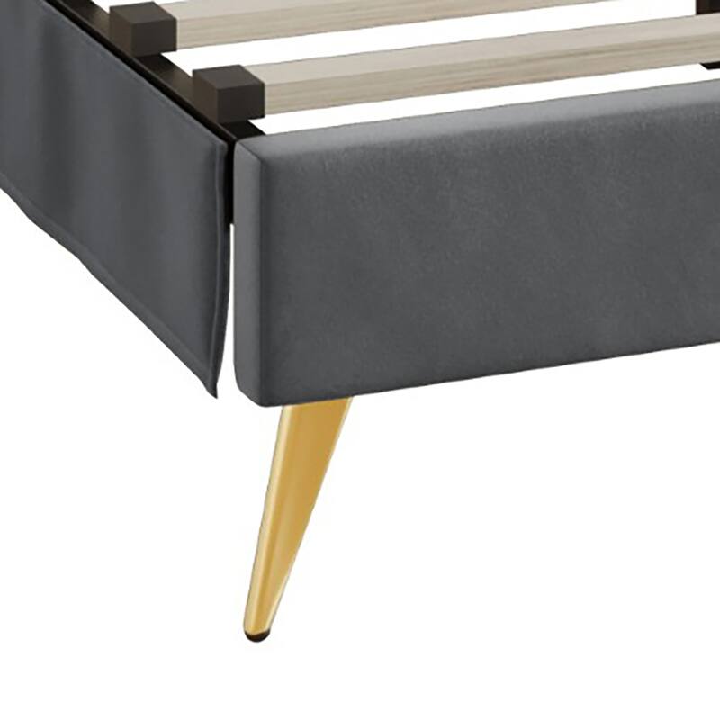 CraftPorch Velvet Diamond Button Tufted Upholstered Platform Bed