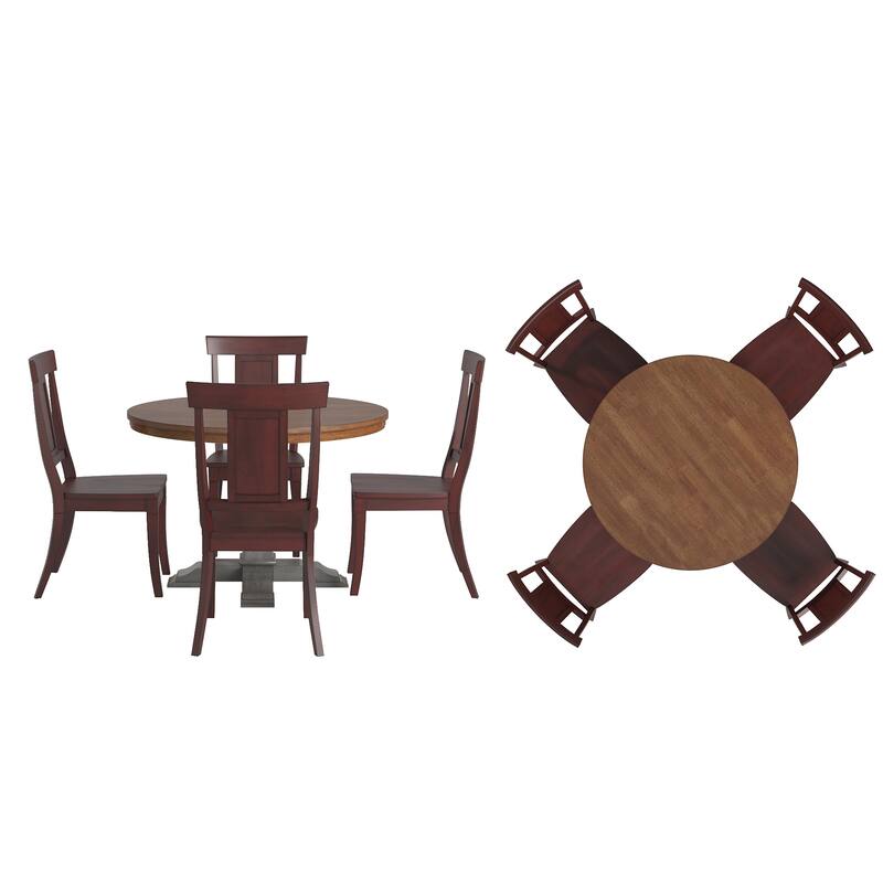 Ronda 45" Round Solid Wood Top Dining Set with Panel Back Chairs