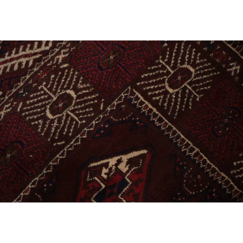 Hand Knotted Oriental 100% Wool Carpet Traditional All-Over Red Turkoman Area Rug - 11' 5'' X 7' 3''
