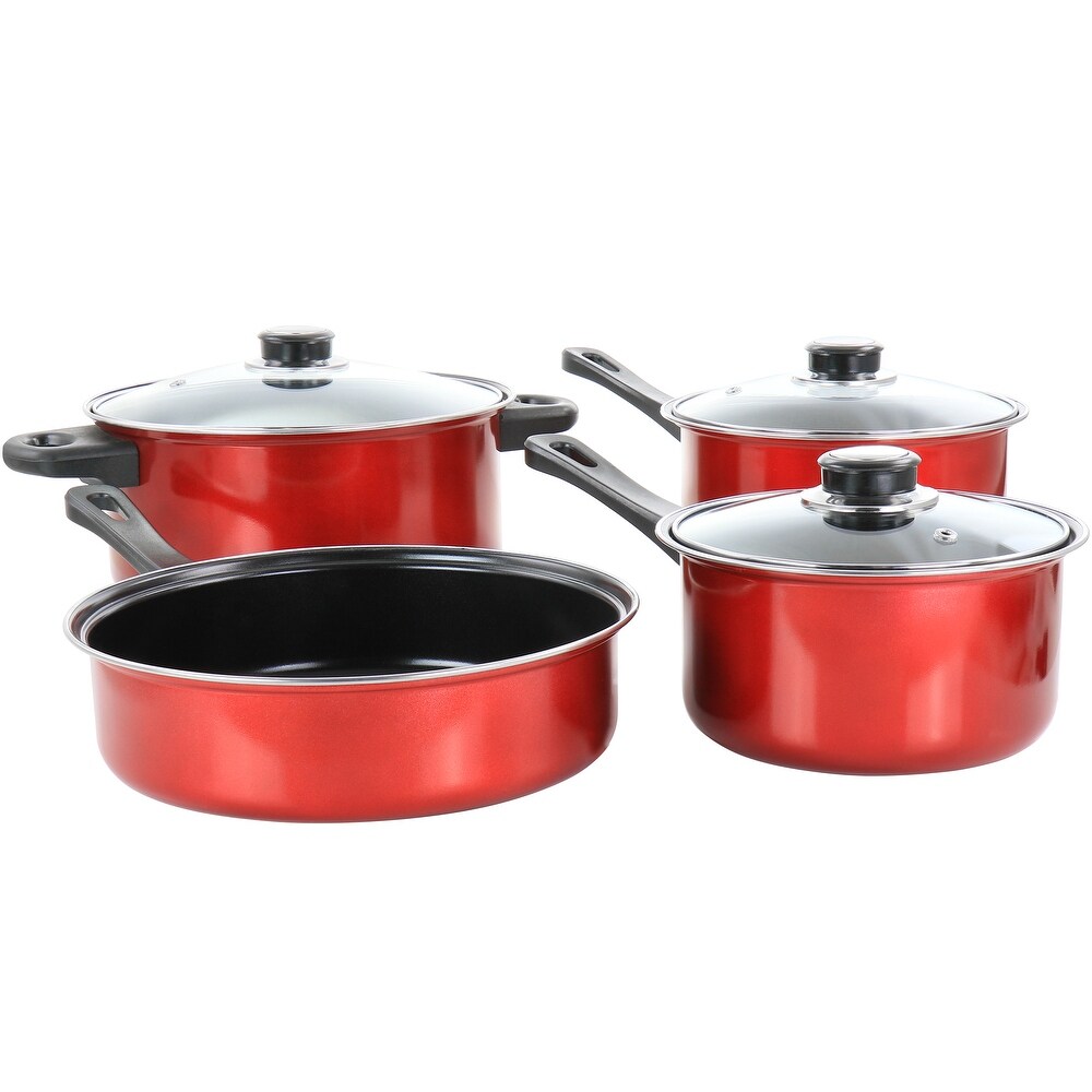  7 Pc Carbon Steel Nonstick Cookware Set – Carbon Steel Pan & Pot  Set - Carbon Steel Cookware Set (Black): Pots And Pans: Home & Kitchen