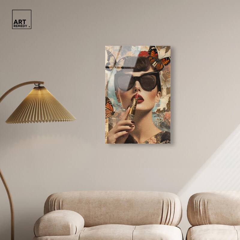 Iconic Lady Butterfly Collage II Acrylic by Art Remedy, Ready to Hang