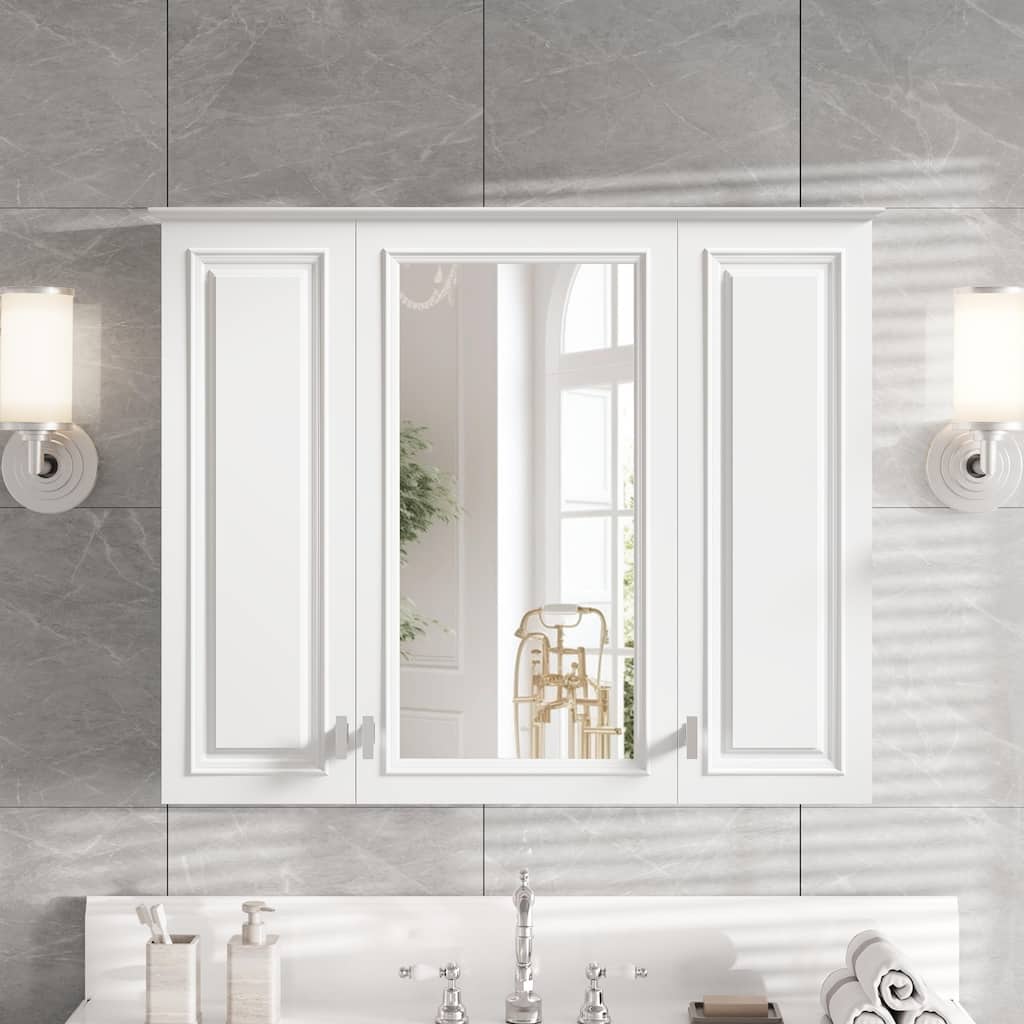 35"2-in-1 Bathroom Wall Cabinet,Wall Mounted Medicine Cabinet with 5 Adjustable Shelves,Mirrored Door Over Toilet Cabinet