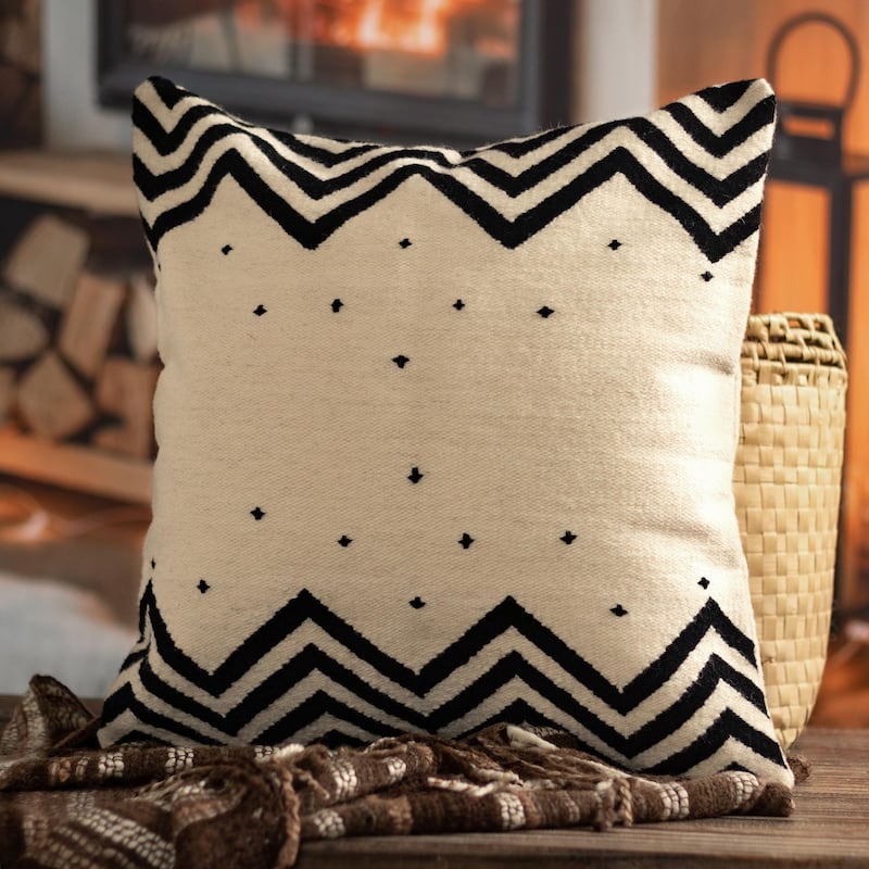 Novica Handmade Andes Minimalism Wool Cushion Cover