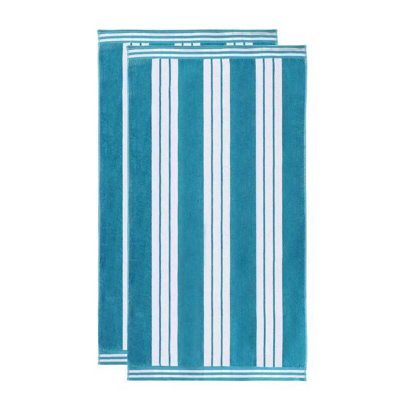 Superior Striped Large Oversized Cotton Beach Towel - Set of 2