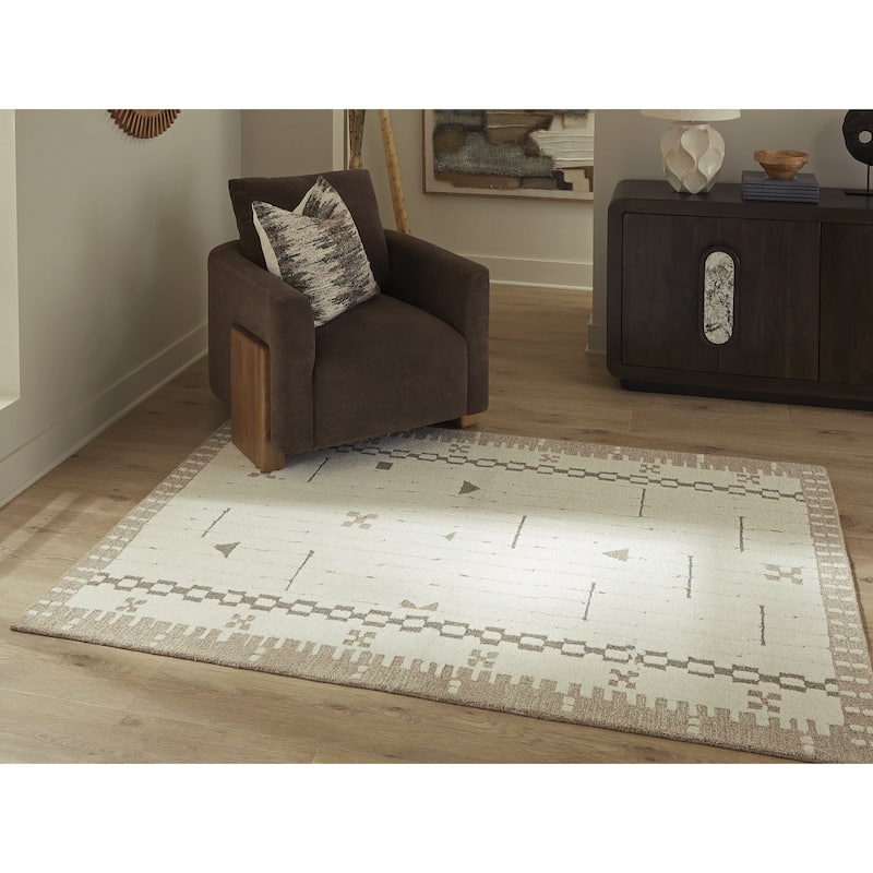 Signature Design by Ashley Dot Beige/White Area Rug - 60" W x 84" D x 0.2" H