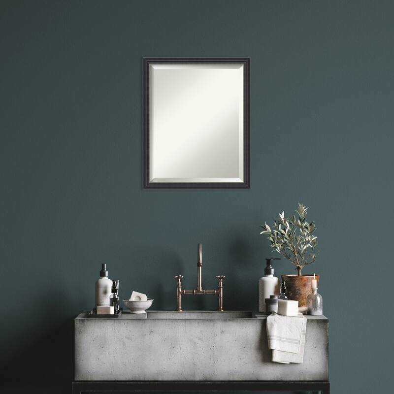 Stylish Black Beveled Wood Framed Wall Mirror - Stylish Black