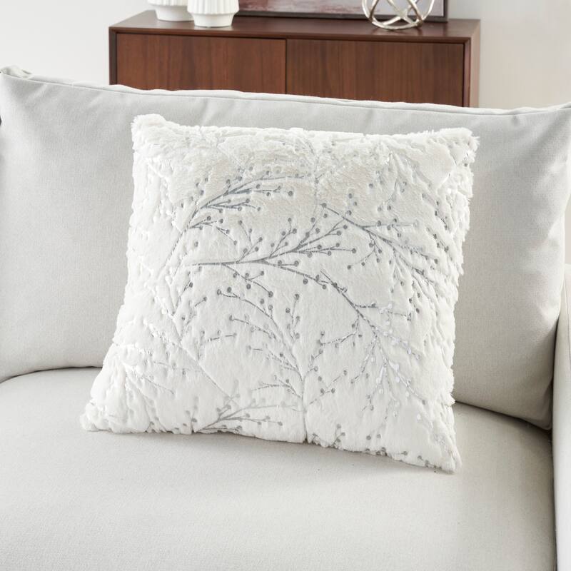 Mina Victory Faux Fur Metallic Branches Indoor Accent Pillows or Throw
