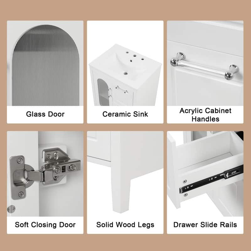 24" Bathroom Vanity Cabinet with Sink,Two Drawers and Door