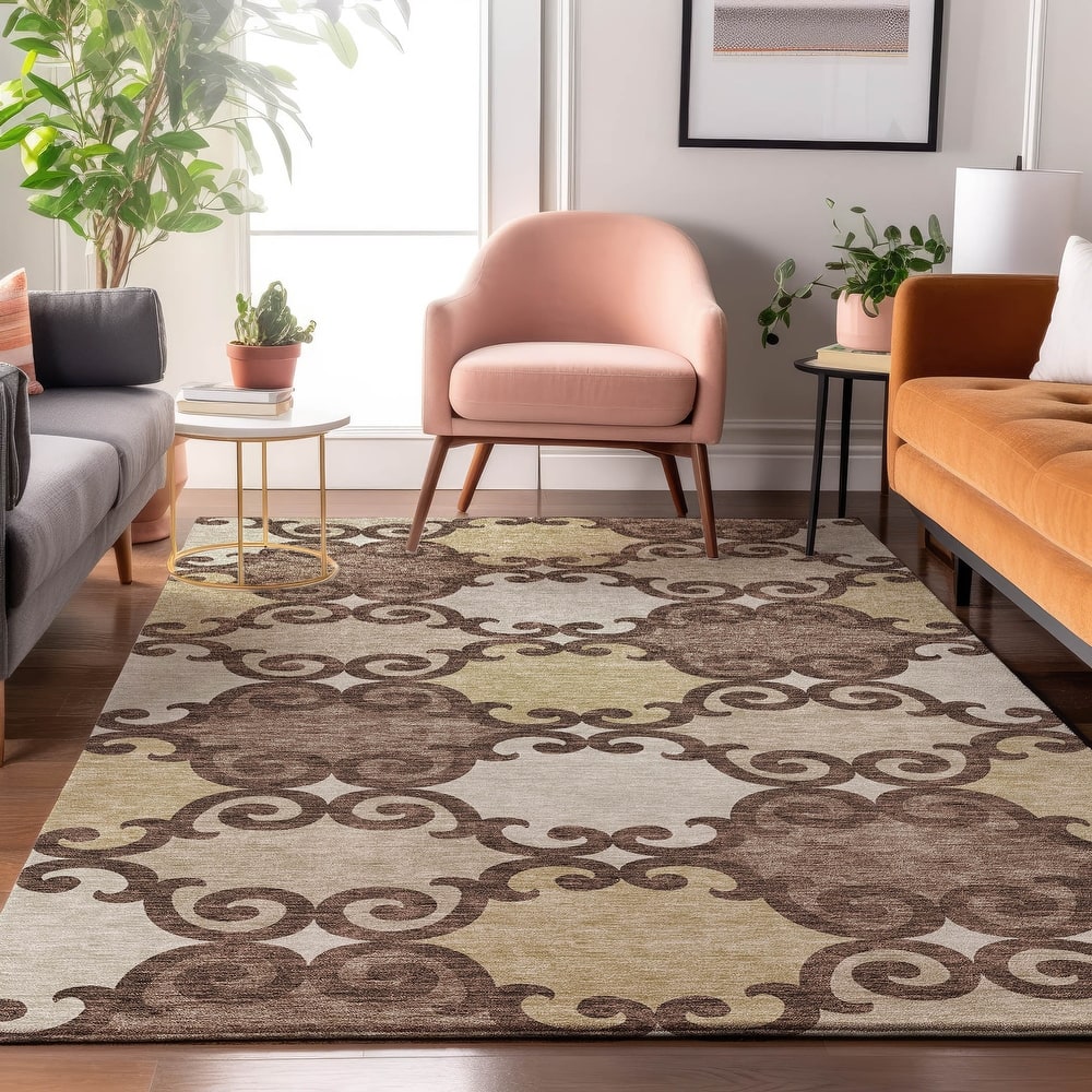 Premium Washable Super Soft Ornate Scroll Mayfield Rug