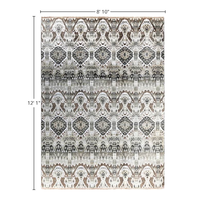 Ikat One-of-a-Kind Hand-Knotted Area Rug, Multicolor - 8' 10" x 12' 1"