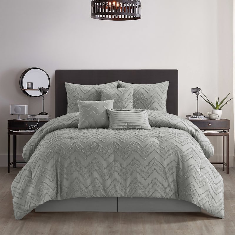 Textured Geometric Pattern 7 Piece Cassy Comforter Set by Nanshing