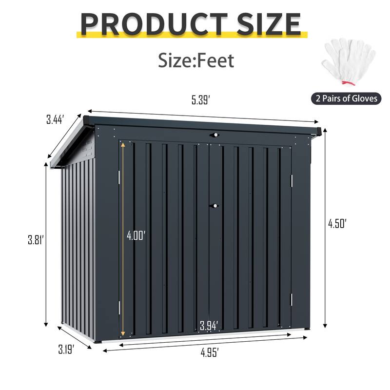 GDF Studio - Brenton Outdoor Metal Garbage Bin Shed with Galvanized Steel Construction and Dual-Chain Access
