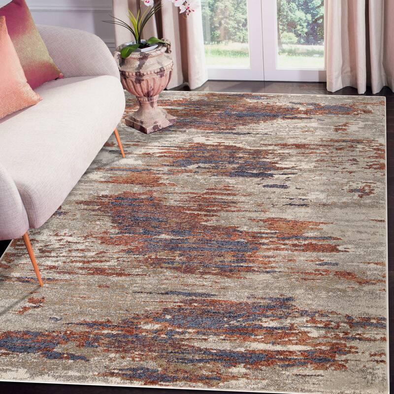 Julia Modern Abstract Area Rug - 6'7" x 9' - Beige