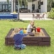 preview thumbnail 5 of 6, 12.5" Kids Sandbox with Cover Large HDPE Pit w/ 4 Corner Seats
