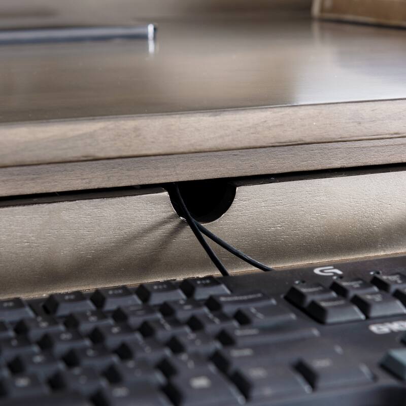 Modern Computer Desk with Drop Front Keyboard Drawer - Metal and Wood Desk 48" Wide