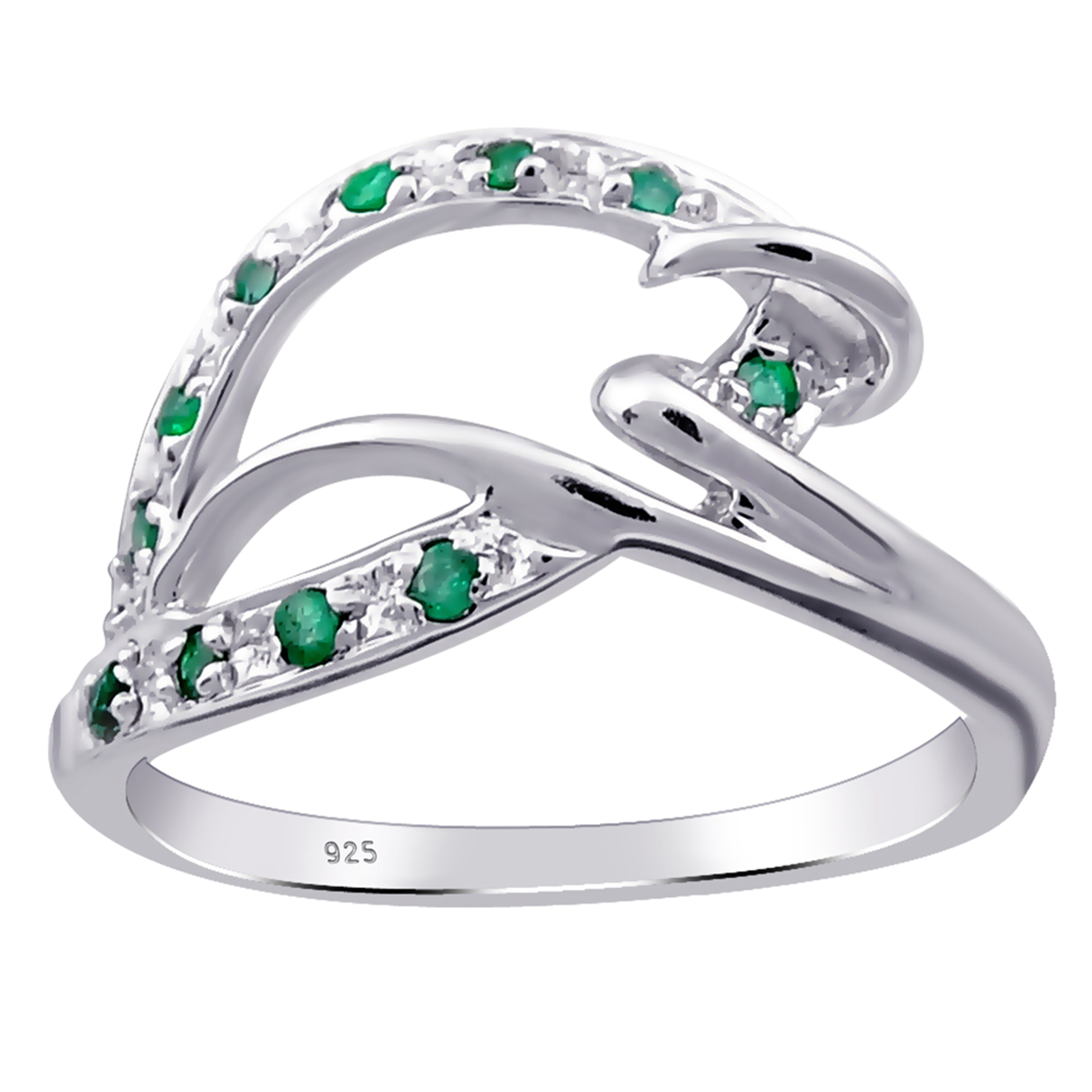 Shop Emerald Sterling Silver Round Promise Ring By Orchid Jewelry Overstock 31299347