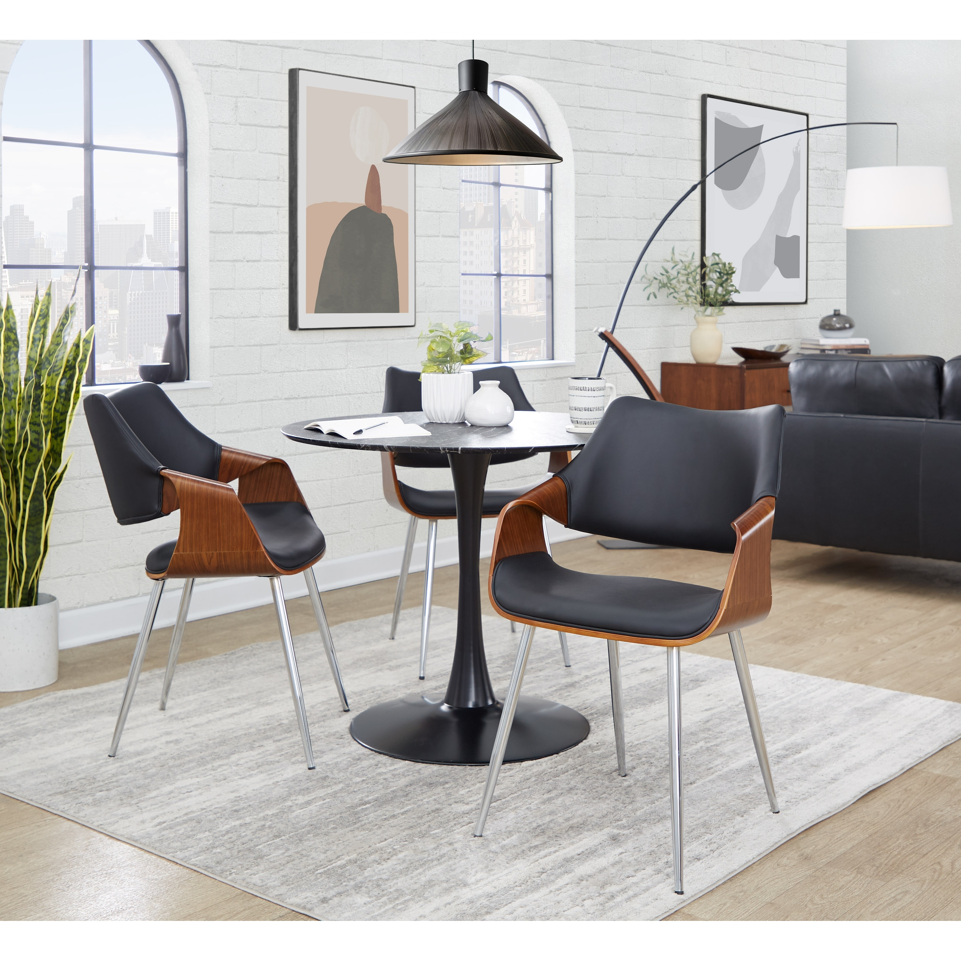 Carson Carrington Sauda Highback Chair with Tapered Metal Legs (Set of 2)