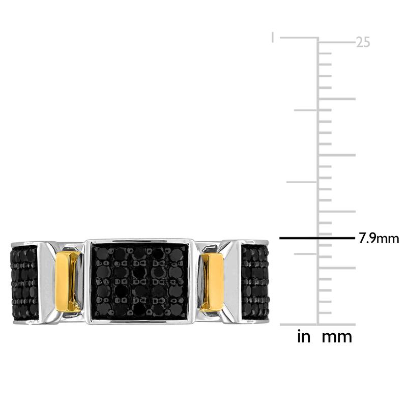Miadora 1 1/2ct TDW Black Diamond Men's Band in Two-Tone 14k White and Yellow Gold