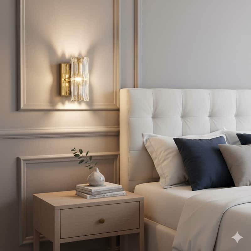 4 Light Gold Stainless Steel Wall Sconce With Crystal Accents