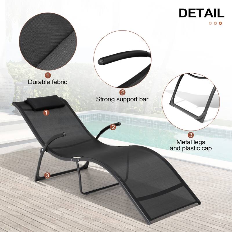 Crestlive Products Outdoor Aluminum Chaise Lounge Chair with Adjustable Backrest