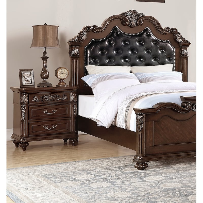 1pc Nightstand Cherry Veneer 2-Drawers