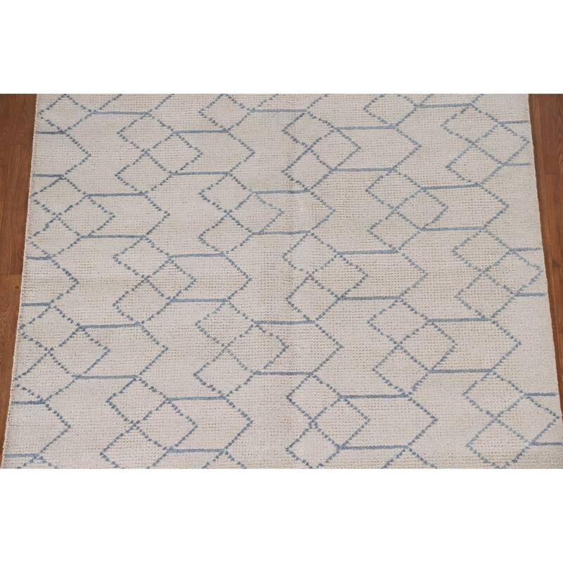 All-Over Moroccan Indian Area Rug Hand-Knotted Wool Carpet - 5'0"x 7'11"