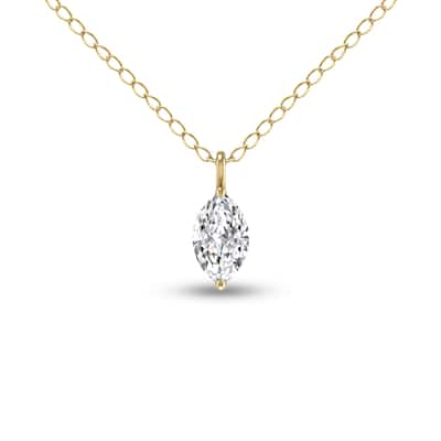 Marquee Lab Grown 1/2 Carat Marquise Solitaire Diamond Pendant in 14K Yellow Gold