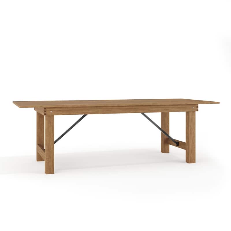 8' x 40" Rectangular Antique Rustic Solid Pine Folding Farm Table - 96"D x 40"W x 30"H