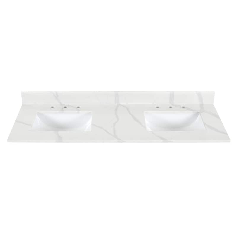 Altair Arbios Calacatta White Quartz Stone Vanity Top in 8 in.Widespread Faucet Hole Without Cabinet