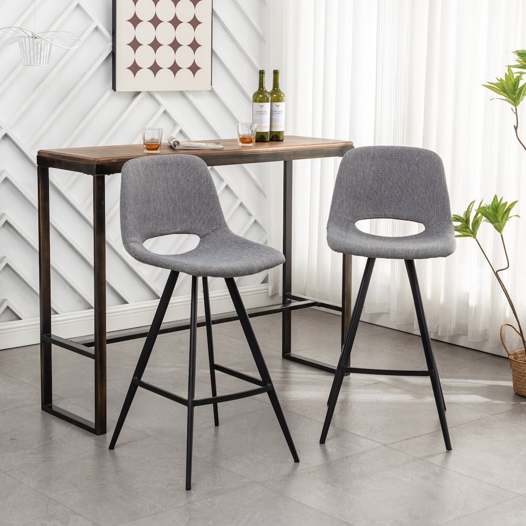 Roundhill Furniture Porth Modern Fabric Kitchen 28.25" Barstools, Set of 2