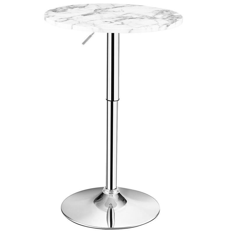 Gymax Round Pub Table Height Adjustable Bistro Bar Table 360-degree - See Details - White