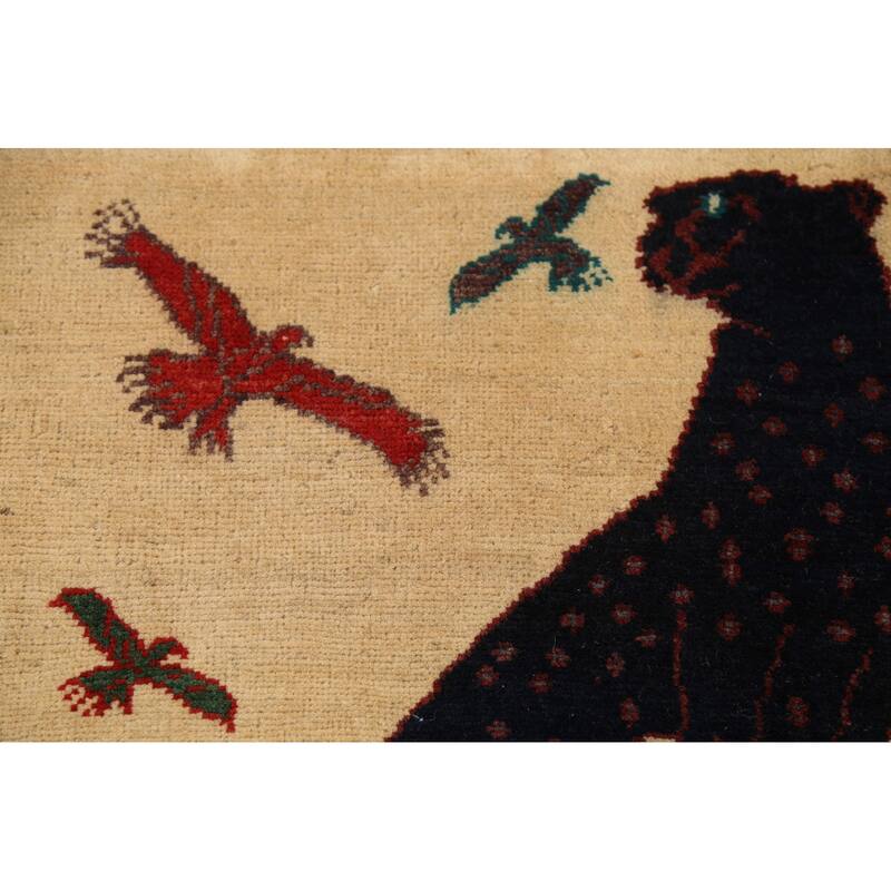 Animals Design Kazak Accent Rug Hand-Knotted Wool Carpet - 2'1"x 2'10"