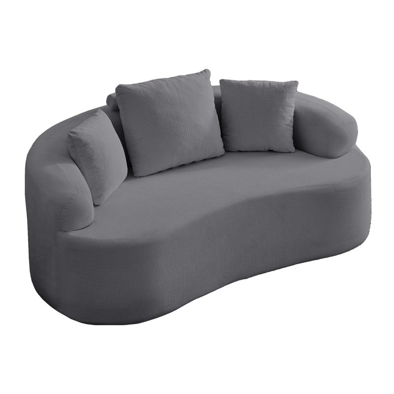 Mixoy Compact Loveseat Sofa with Chenille Upholstery,No Assembly Curved Couch for Small Spaces,Apartment