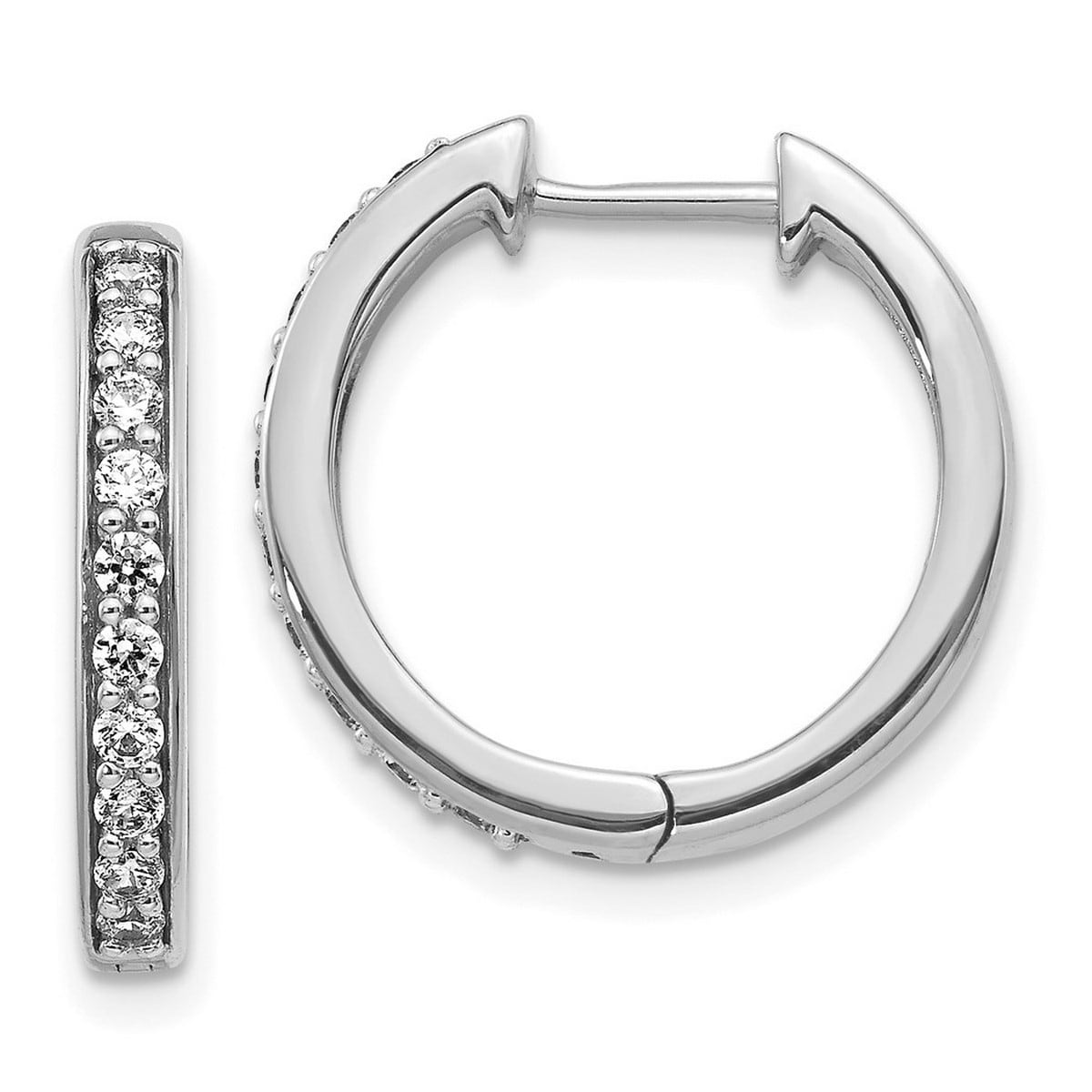 Curata 14k White Gold Diamond Hoop Earrings - 16x17mm Wide 2mm Thick