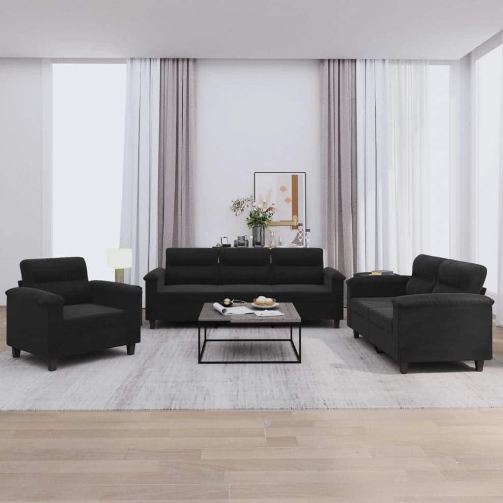 vidaXL Sofa Set Sectional Sofa for Living Room Dark Gray Microfiber Fabric - 30.3 x 82.7 x 31.5 in