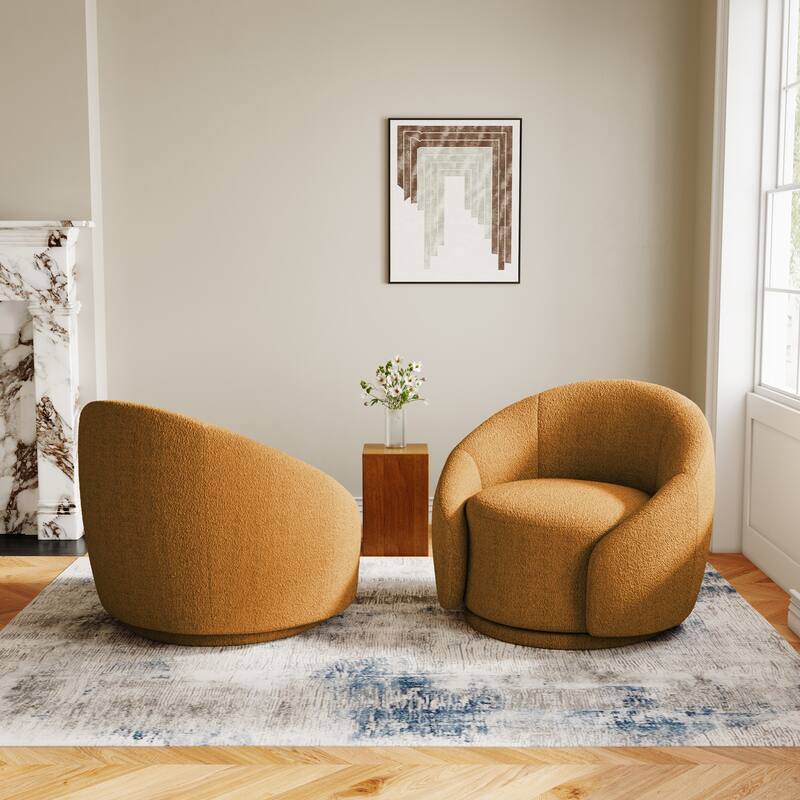35" Wide Upholstered Swivel Accent Barrel Chairs (Set of 2)