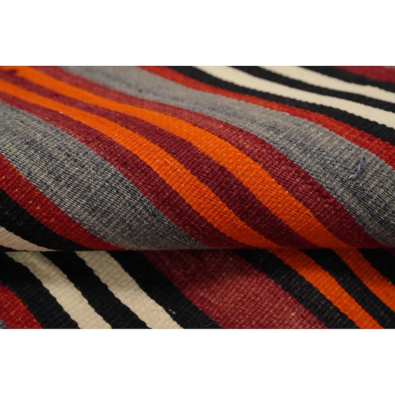 Hand Woven Oriental 100% Wool Carpet Southwestern Geometric Multi-Colored Kilim Area Rug - 9' 9'' X 4' 9''