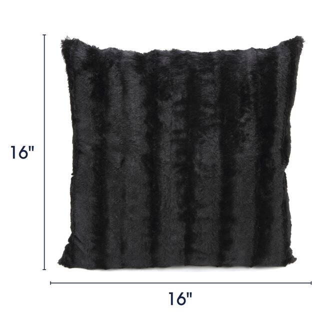 Cheer Collection Solid Color Faux Fur Throw Pillows (Set of 2)