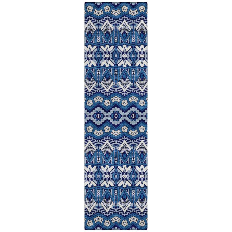 Machine Washable Indoor/ Outdoor Chantille Mosaic Global Rug
