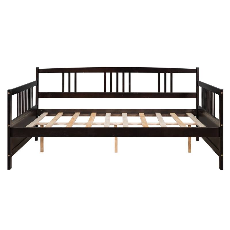 Espresso Modern Solid Wood Daybed, Sofa Bed, Wood Frame Multifunctional, Full Size
