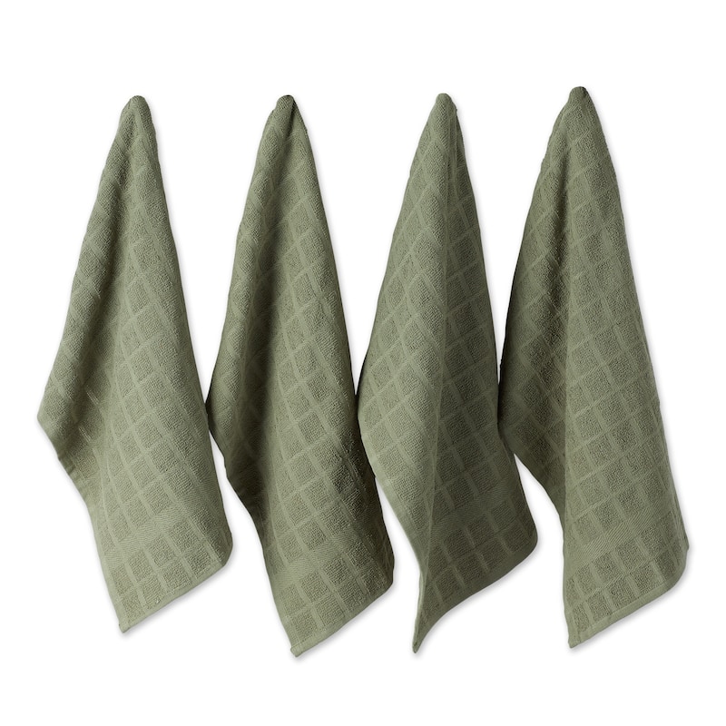 DII Solid Honey Gold Windowpane Terry Dishtowel 4 Piece