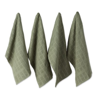 DII Solid Honey Gold Windowpane Terry Dishtowel 4 Piece