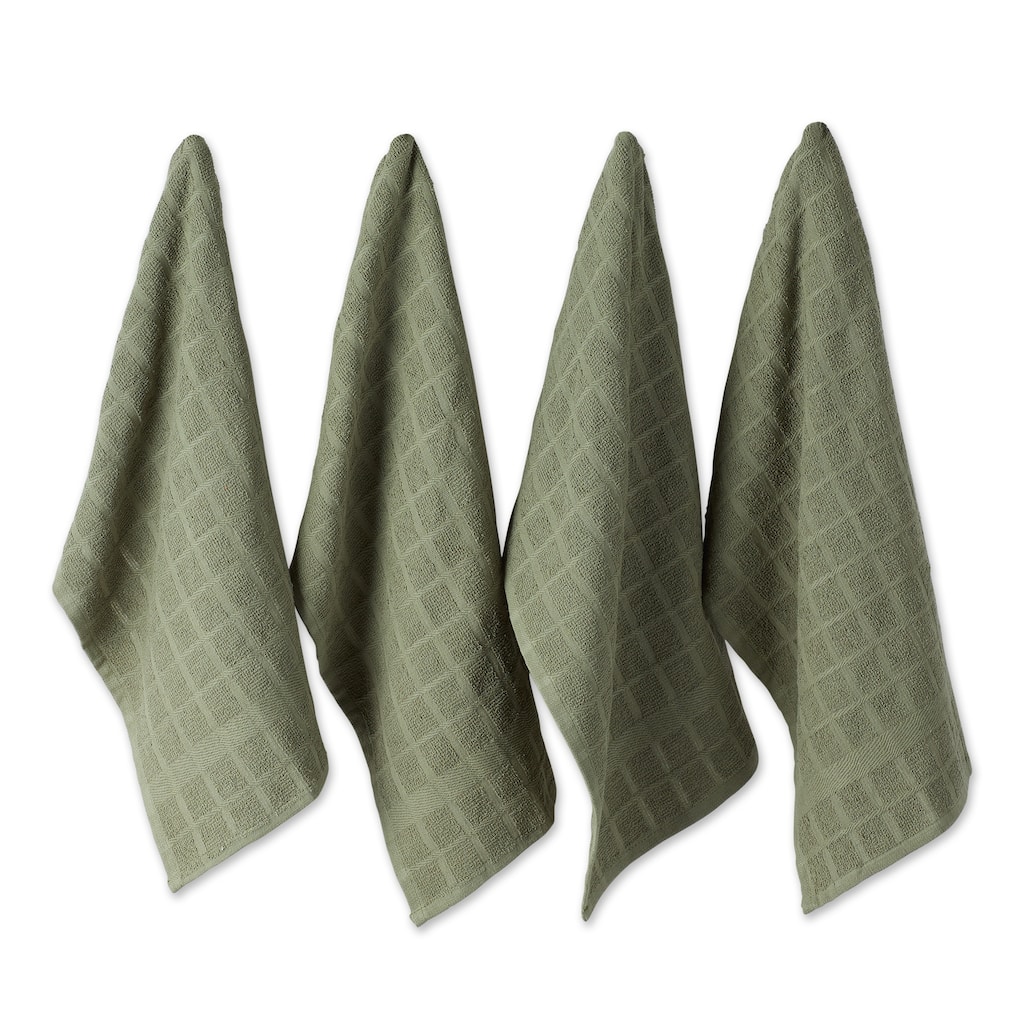 DII Solid Honey Gold Windowpane Terry Dishtowel 4 Piece