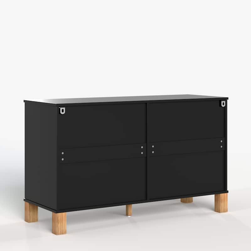 6-Drawer Double Dresser with Metal Handles & Solid Wood Legs, Kids Bedroom Storage Organizer