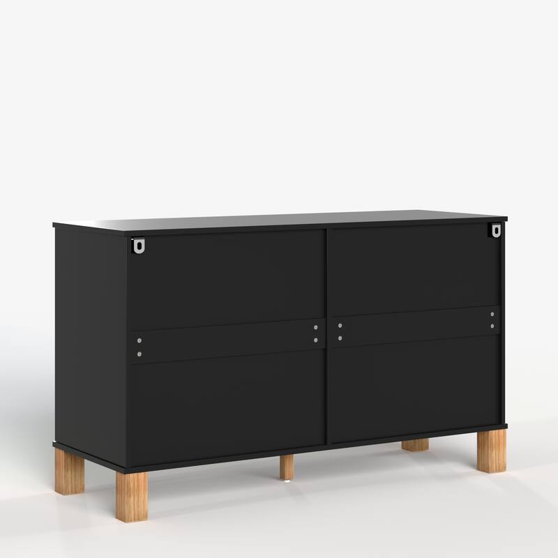 Modern Storage 6 Drawers Cabinet with Metal Handles and Solid Wood Legs