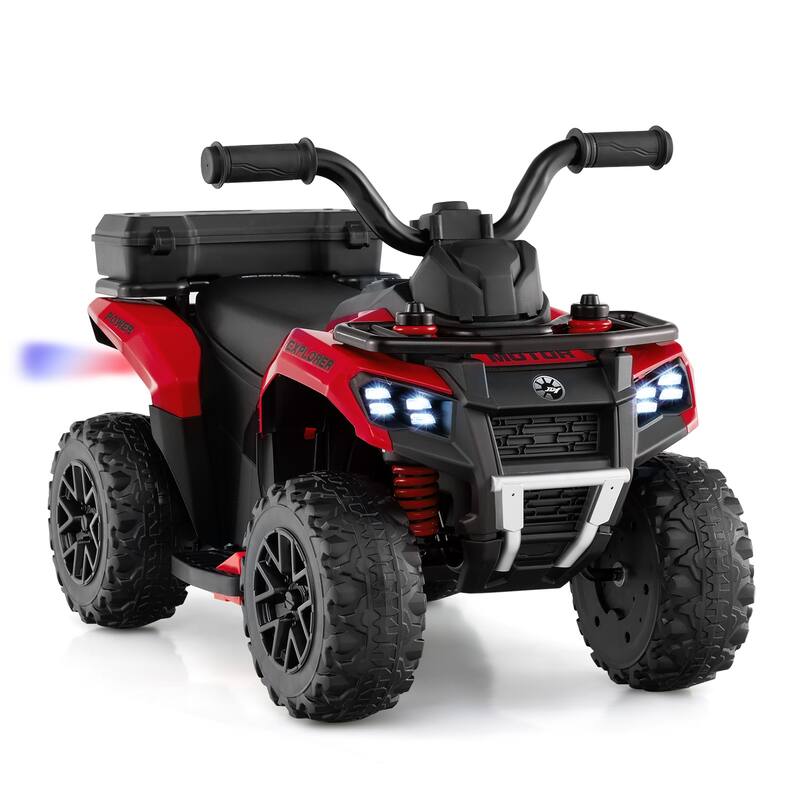 6V Kids Ride On ATV with Spray Function and Storage Box with Music - 27" x 16" x 17" (L x W x H) - Red