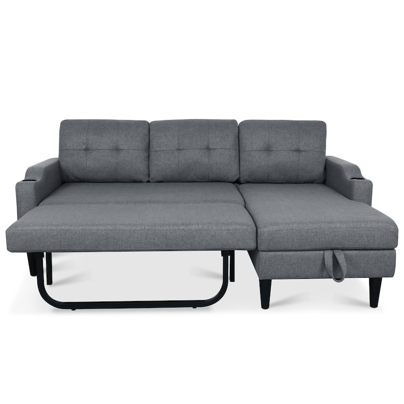 74.8" Fabric Sectional Sofa with Storage