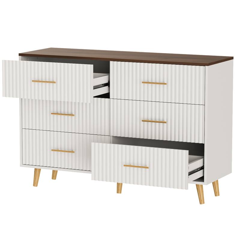 Modern Vertical Stripe 6-Drawer Dresser Multipurpose Storage