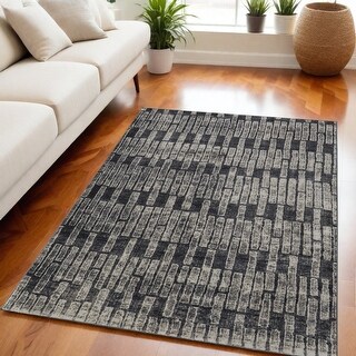 Stylish Rectangle Area Rug with Geometric Design - 90' X '63' X '0.41 ...